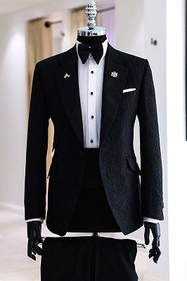 Richard Black Notched Lapel Jacquard Prom Suits