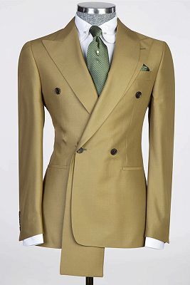 Sid Golden Brown Peaked Lapel Double Breasted Prom Suits