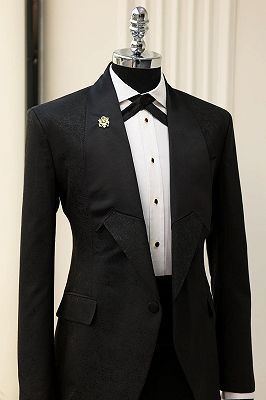 Reuben Black Peaked Lapel Bespoke Prom Suits_4