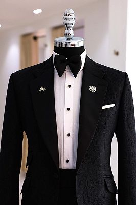 Richard Black Notched Lapel Jacquard Prom Suits