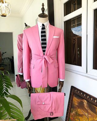 Reg Chic Pink Peaked Lapel Prom Suits