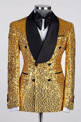 Sam Gold Sequins Shawl Lapel Double Breasted Prom Suits