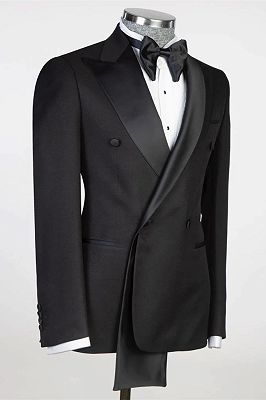 Sean Black Peaked Lapel Double Breasted Prom Suits