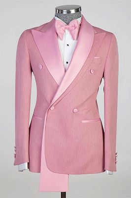 Roy Pink Peaked Lapel Double Breasted Prom Suits