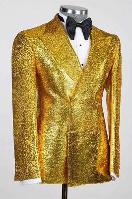 Rupert Gold Sequins Peaked Lapel Double Breasted Prom Suits_2