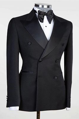 Quincy Black Peaked Lapel Double Breasted Prom Men Suits