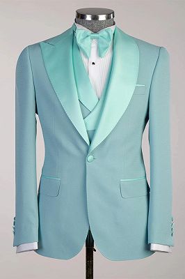 Russell Mint Peaked Lapel Three Pieces Prom Suits_3