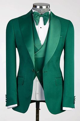 Ternence Jade Peaked Lapel Three Pieces Prom Suits_1