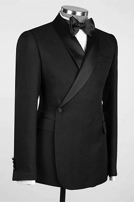 Tanner Black Wedding Suits With Satin Shawl Lapel