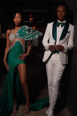 Tyler Green Shawl Lapel White Jacquard Prom Suits