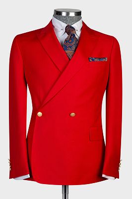 Steve Red Peaked Lapel Double Breasted Prom Suits