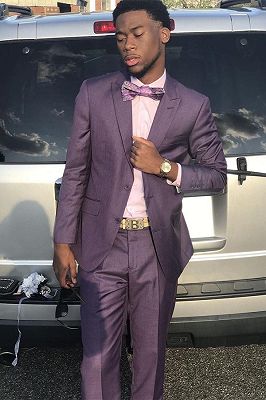 Winfred Dark Purple Peaked Lapel Two Button Prom Men Suits