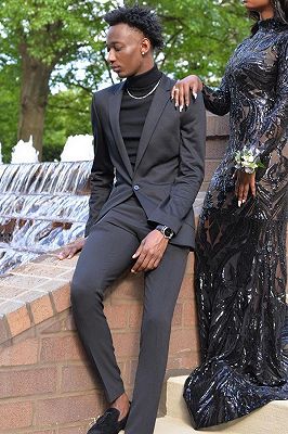 West Black Notched Lapel One Button Prom Suits