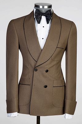 Chu Latest Golden Brown Men’s Formal Suit with Black Sash for Wedding_3