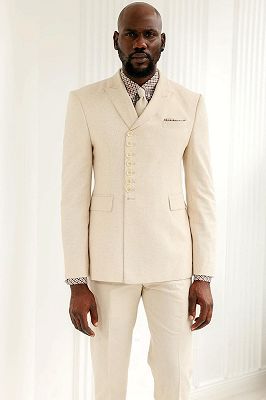 Aaron Apricot Peaked Lapel Close Fitting Prom Suits