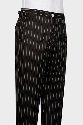 Che Big and Tall 3 Piece Pinstripe Black Business Suit with Waistcoat_4