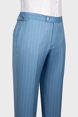 Cheng Gentlemen Blue 3 Piece Pinstripe Business Suit with Waistcoat_4