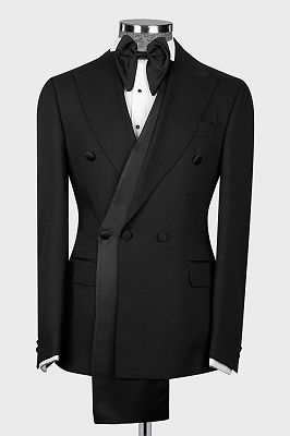 Chi Fashion Double Closure Black Men’s Formal Suits Wedding Tuxedo_1