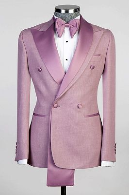 Pih Two Layer Lapel Double Breasted Dust Pink Men’s Prom Suit