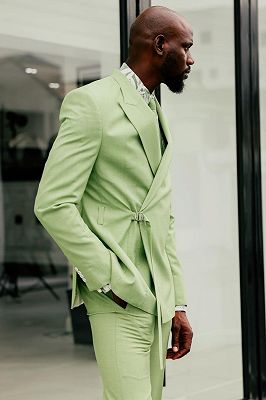 Yves Light Green Peaked Lapel Prom Suits With Metal Button_2