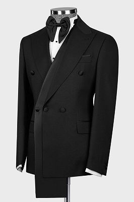 Chi Fashion Double Closure Black Men’s Formal Suits Wedding Tuxedo_2