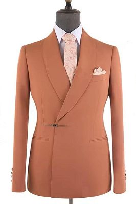 Orange Shawl Lapel New Arrival Men's Formal Suit with Bolt Buckle_1