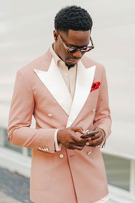 Antony Salmon Double Breasted Prom Suits With Ivory Peaked Lapel