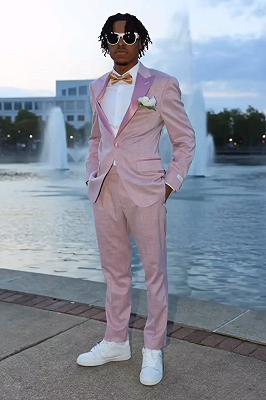 Abbott Nude Pink One Button Prom Suits With Satin Lapel_1