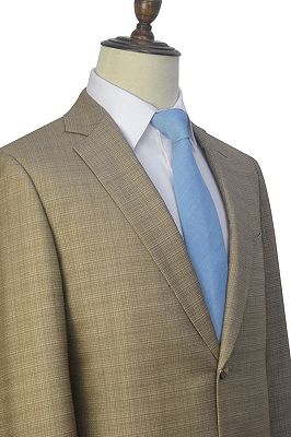 Stylish Khaki Small Check Leisure Suits for Men | Two Button Mens Suits Online_3