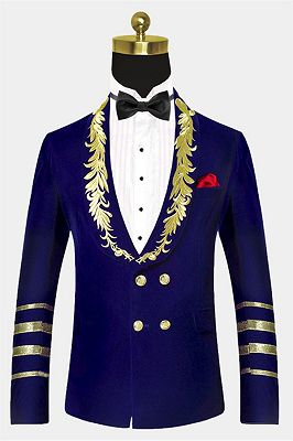 royal blue and gold prom tux