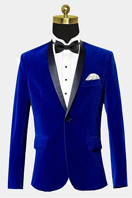 Royal Blue Velvet Tuxedo Jacket | Shawl Lapel Prom Suits Online ...