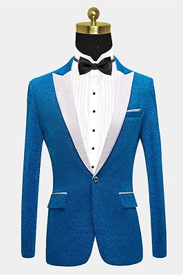Glitter Baby Blue Peak Lapel Blazer | Unique Sequin Men Suits ...