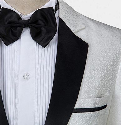 White Vintage Dinner Suits | Print Floral Tuxedo for Men | Allaboutsuit