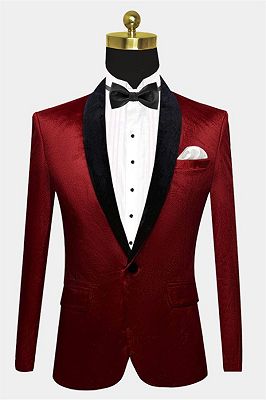 Burgundy Velvet Prom Men Suits | One Button Boyfriend Blazer | Allaboutsuit