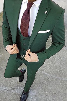 Purple Slim Fit 3 Pieces Tuxedo | Tailored Peak Lapel for Men/Groom/Wedding Dress Suit_2