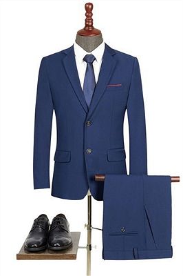 Navy Blue Business Men Suits | Two Buttons Solid Slim Tuxedo | Allaboutsuit