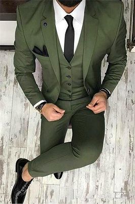 Olive Slim Fit Prom Suit Online | Bespoke Outfits Tuxedo for Graduation ,Wedding Suit Three Pieces_1