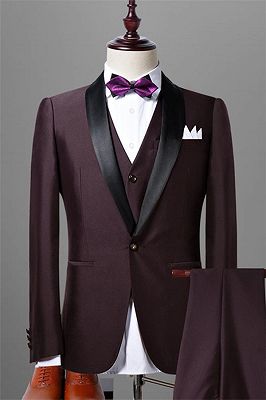 Solid Dark Maroon Wedding Tuxedos for Men | Slim Fit 3 Pieces Dress ...